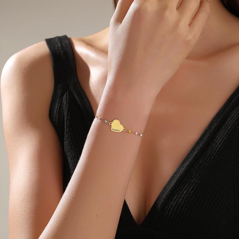 DS Mother Daughter Bracelets Set,18K Gold Plated Stainless Steel Heart Jewelry for Women Girls,Mothers Day Gifts for Mom/Daughter,Adjustable Matching Bracelets for Mommy and Me gift box packaging - Image 5